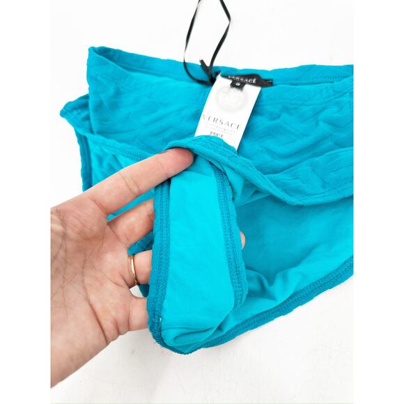 Versace Turquoise Blue Monogram High Waisted Bikini Swimsuit Bottoms Size 3 New - Picture 5 of 7